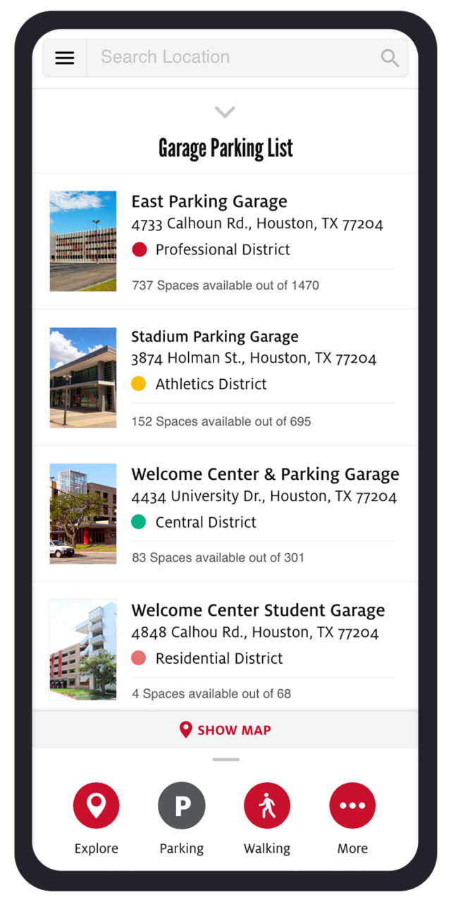 New Map Parking Garage List